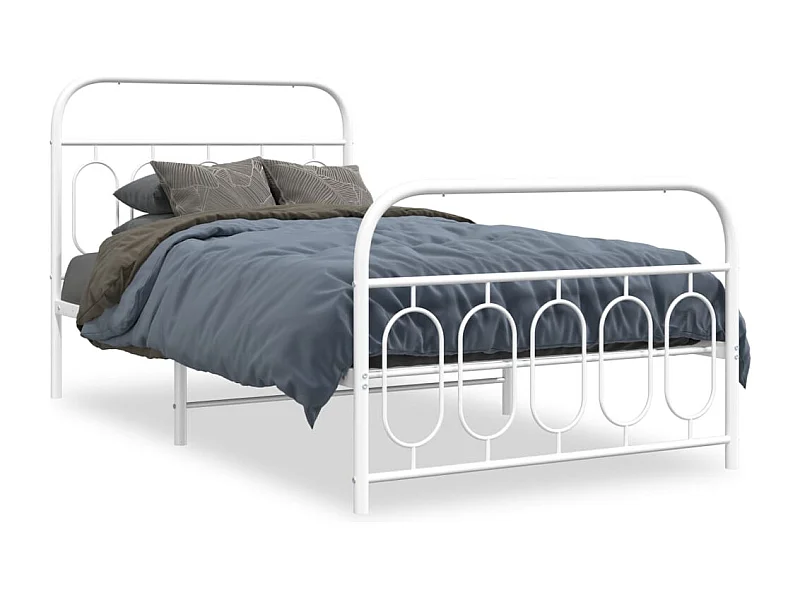 Bedframe met hoofd- en voeteneinde metaal wit 100x190 cm BE924872