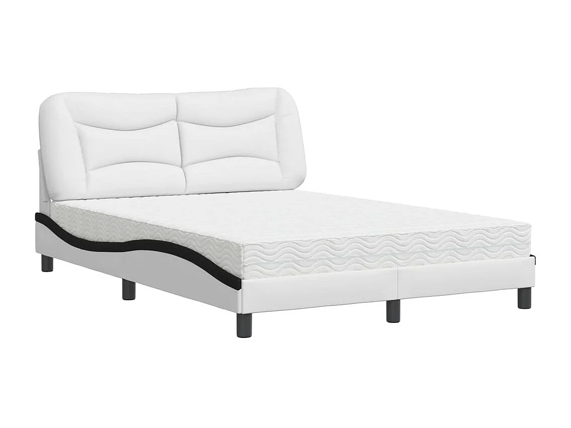 Lit adulte + matelas blanc et noir 140x190 cm similicuir FR34097