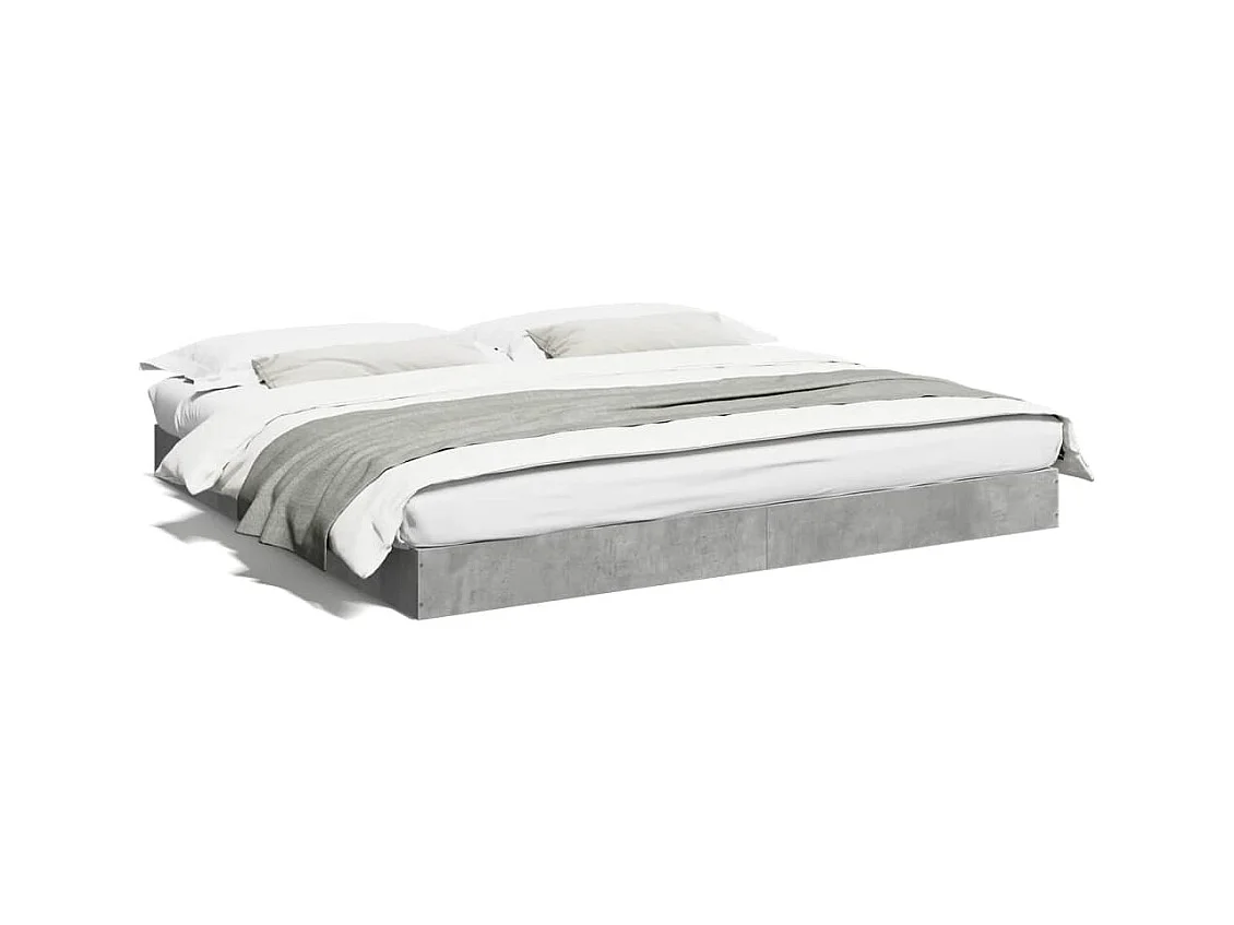 Lit double gris béton 180x200 cm bois d'ingénierie FR63416