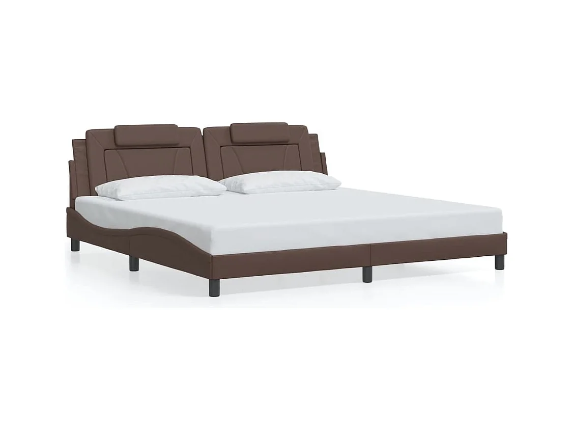 Bedframe met LED-verlichting kunstleer bruin 200x200 cm BE870997