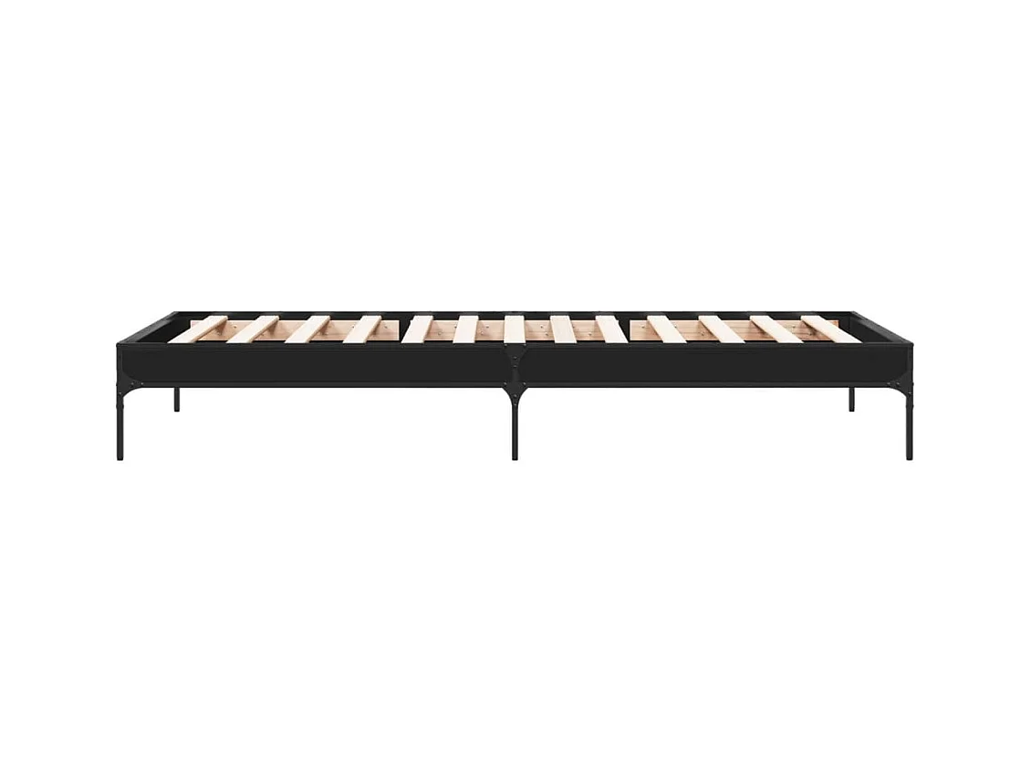 Cama 90x190 cm derivados de madeira e metal preto PT557959