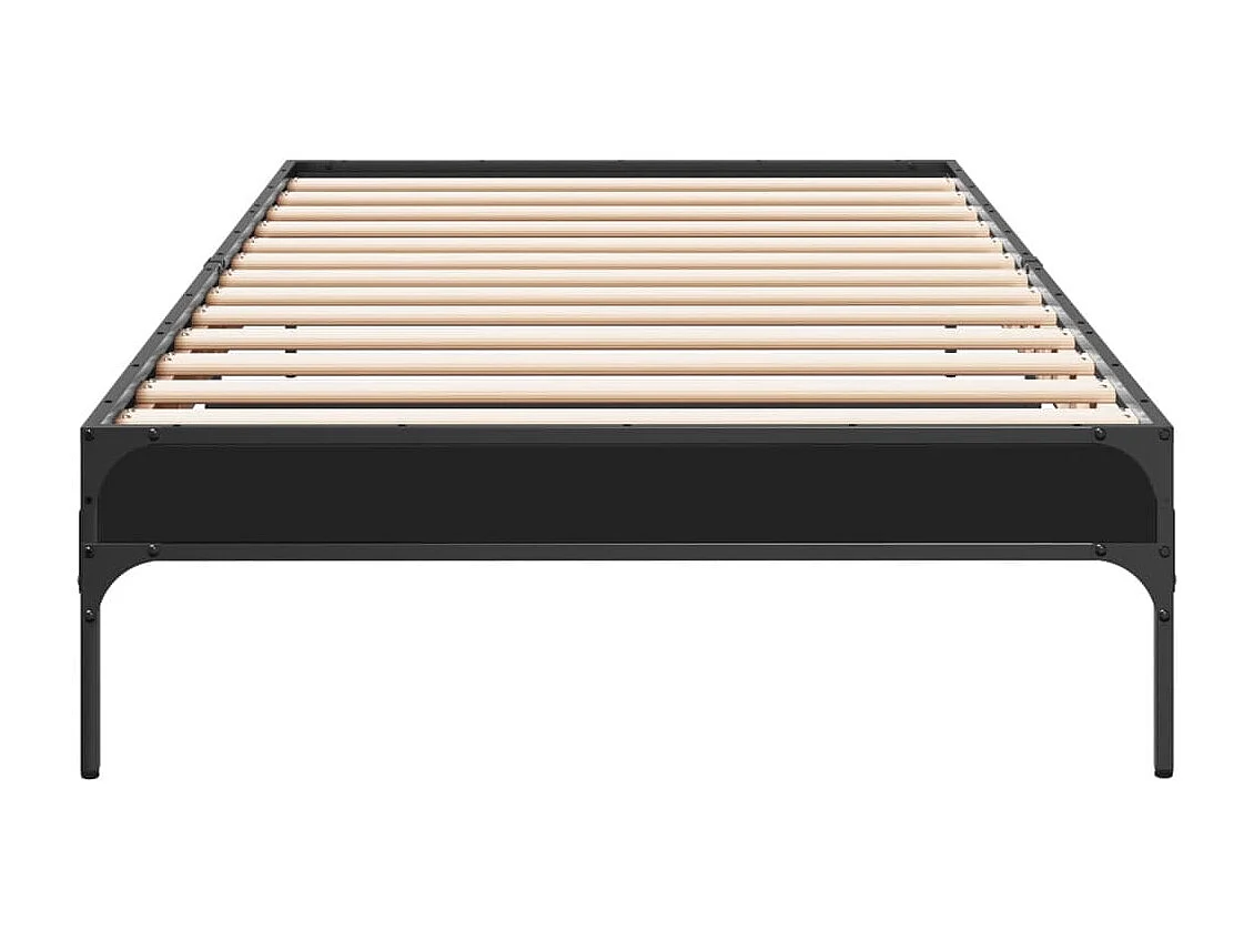 Cama 90x190 cm derivados de madeira e metal preto PT557959