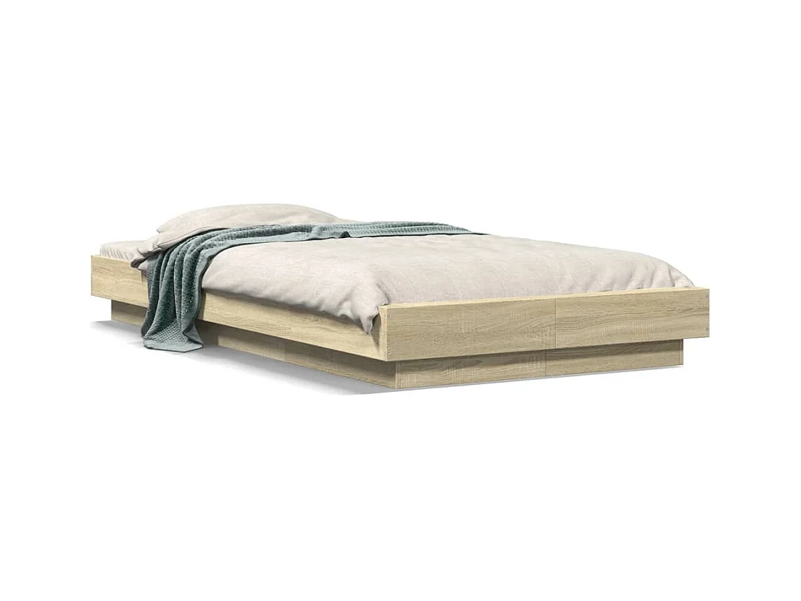 Lit simple chêne sonoma 90x200 cm bois d'ingénierie FR95550