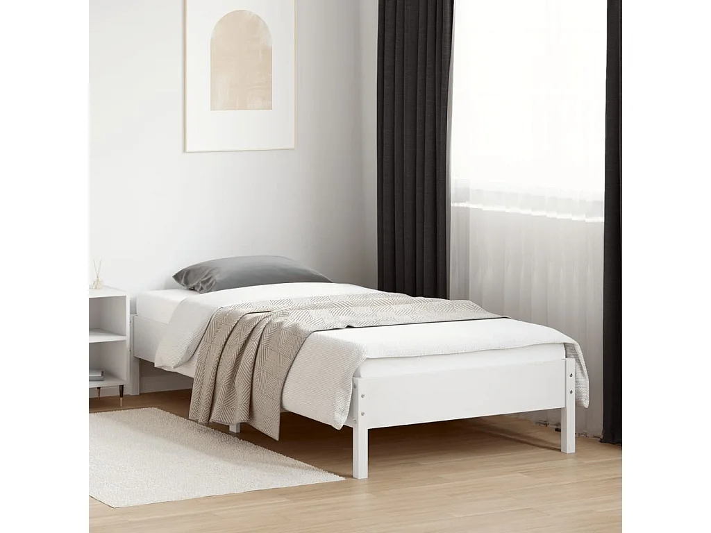 Bedframe zonder matras massief grenenhout wit 90x200 cm BE325641