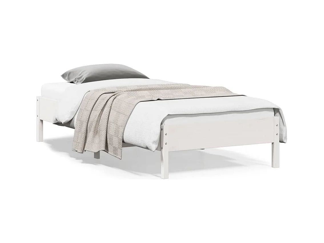 Lit simple blanc 90x200 cm bois de pin massif FR39668