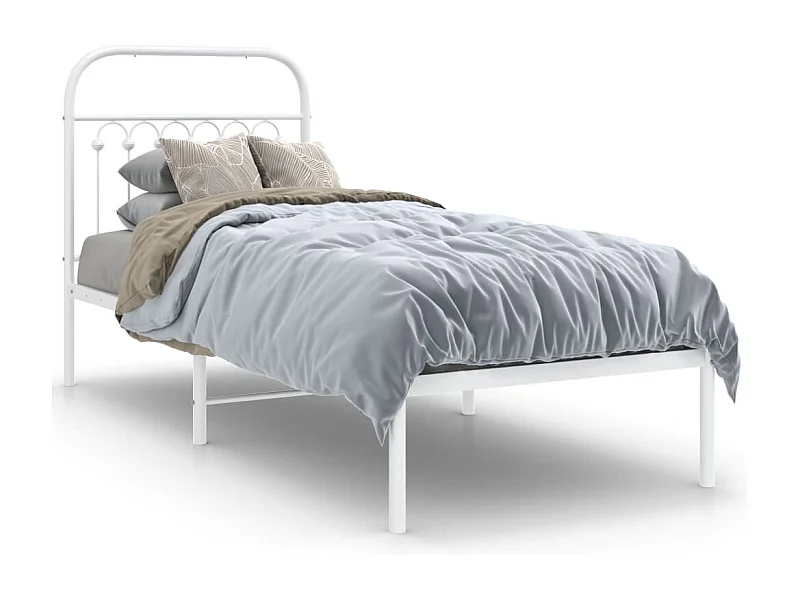 Cama com cabeceira 80x200 cm metal branco PT587822