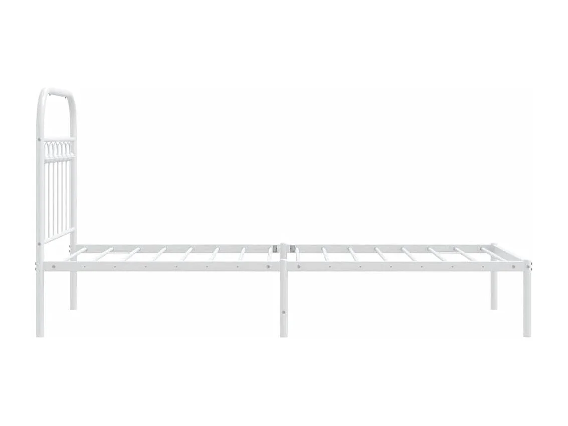 Lit simple métal + tête de lit blanc 80x200 cm FR13397