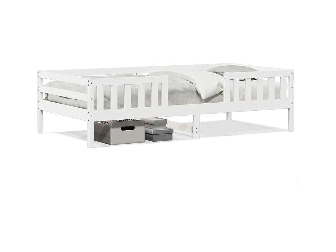 Lit simple Blanc 80x200 cm Bois de pin massif FR59491
