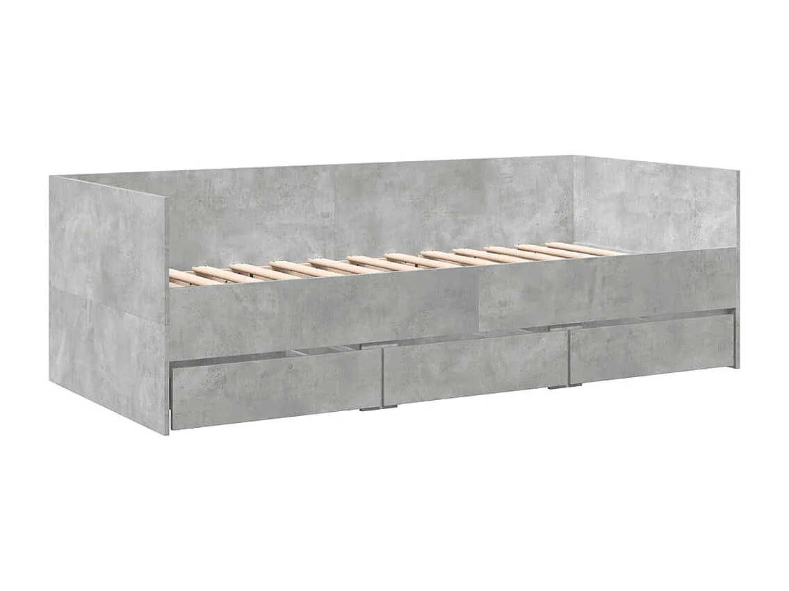Lit de jour et tiroirs gris béton 90x200 cm bois d'ingénierie FR31726
