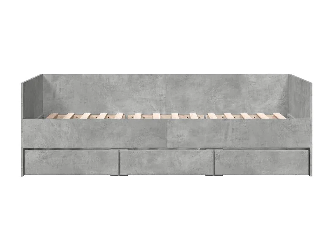 Lit de jour et tiroirs gris béton 90x200 cm bois d'ingénierie FR31726