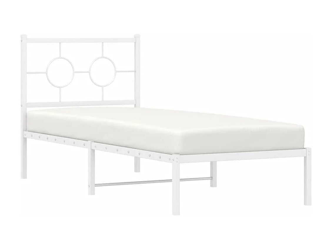 Cama individual- 80x200 cm de metal con cabecero blanco ES332927
