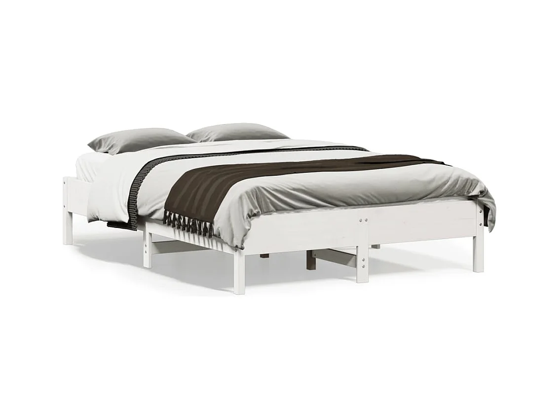 Cama matrimonial- 140x190 cm sin colchón madera de pino blanca ES322985