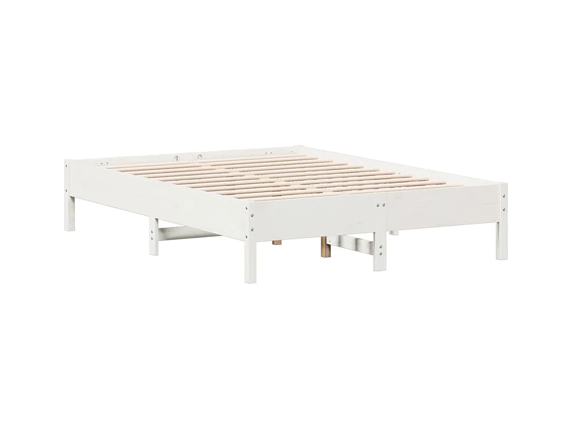 Cama matrimonial- 140x190 cm sin colchón madera de pino blanca ES322985