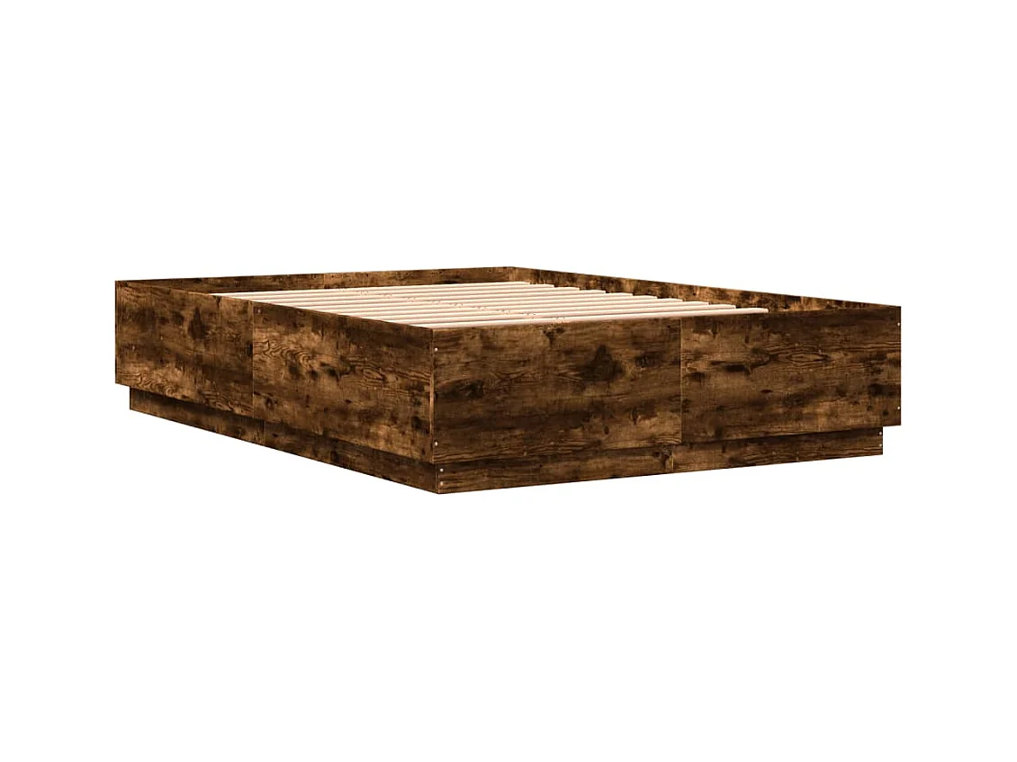 Bedframe met LED-verlichting gerookt eikenkleurig 150x200 cm BE336992