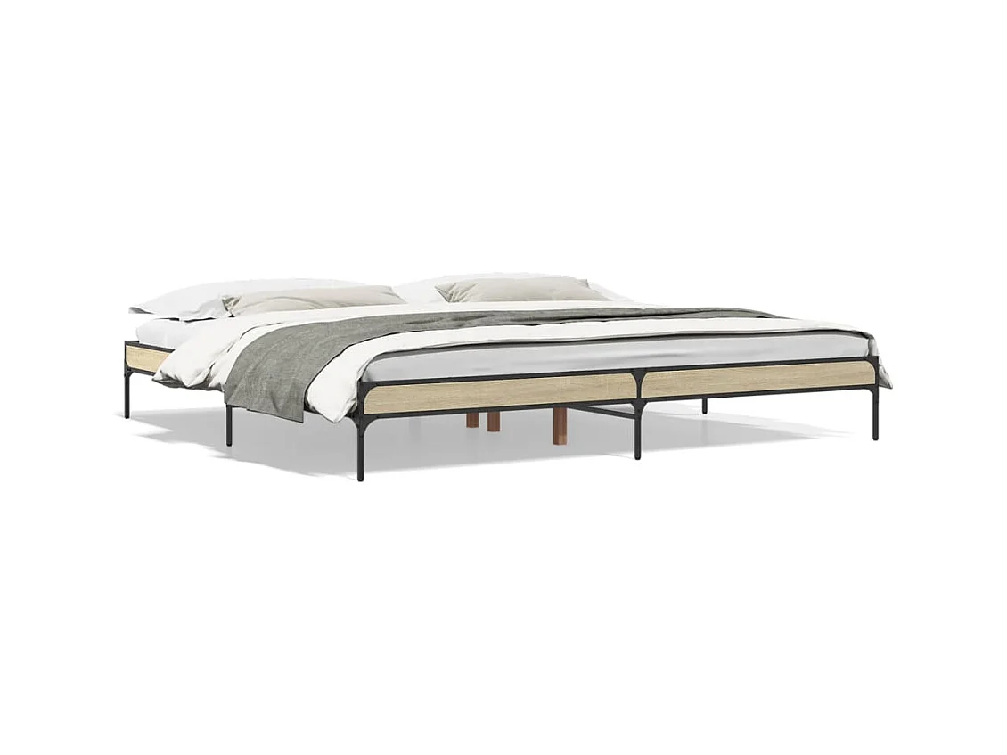 Lit double chêne sonoma 200x200 cm bois d'ingénierie et métal FR98938