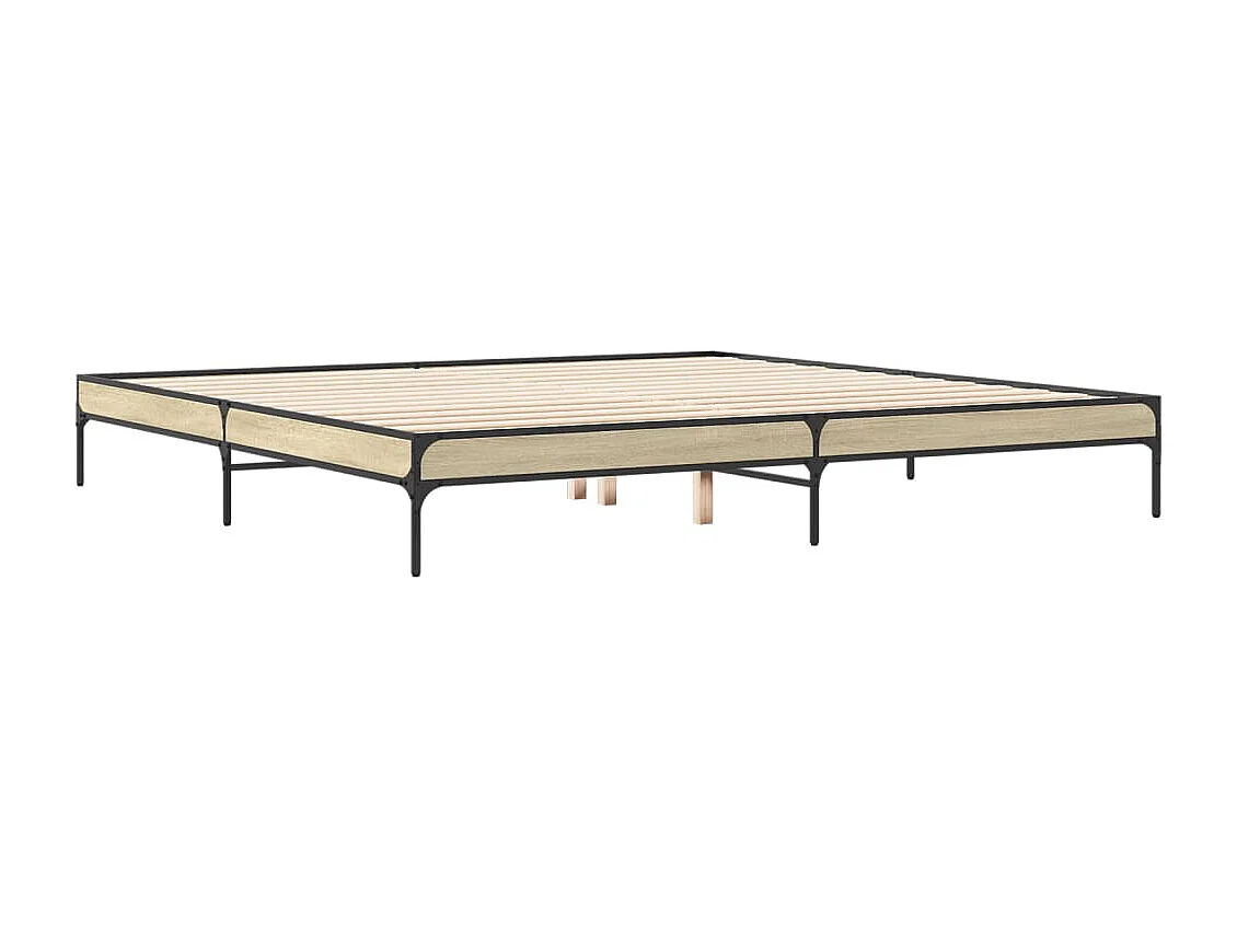 Lit double chêne sonoma 200x200 cm bois d'ingénierie et métal FR98938