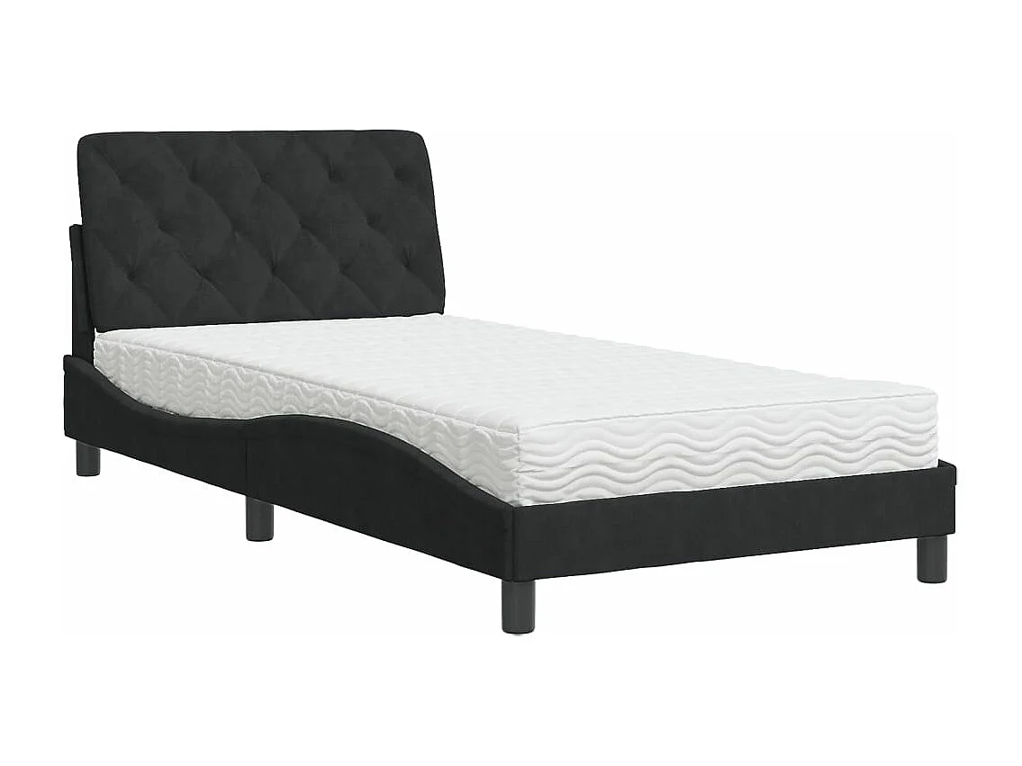 Lit adulte + matelas noir 100x200 cm velours FR17075