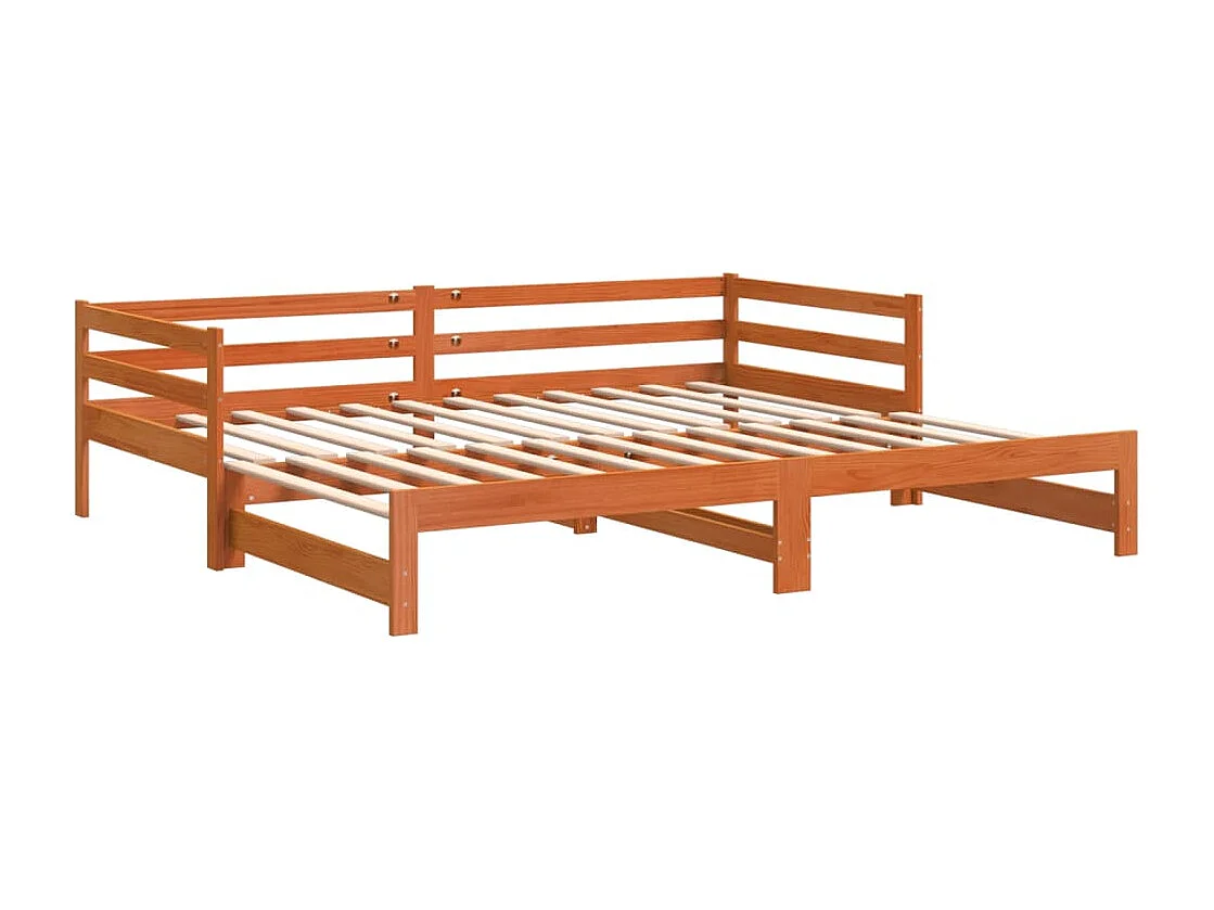 Lit gigogne - 90x190 cm cire marron pin massif FR59653