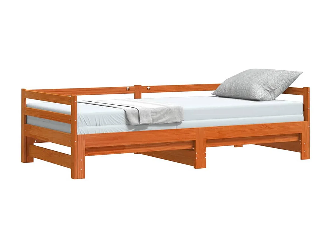 Lit gigogne - 90x190 cm cire marron pin massif FR59653