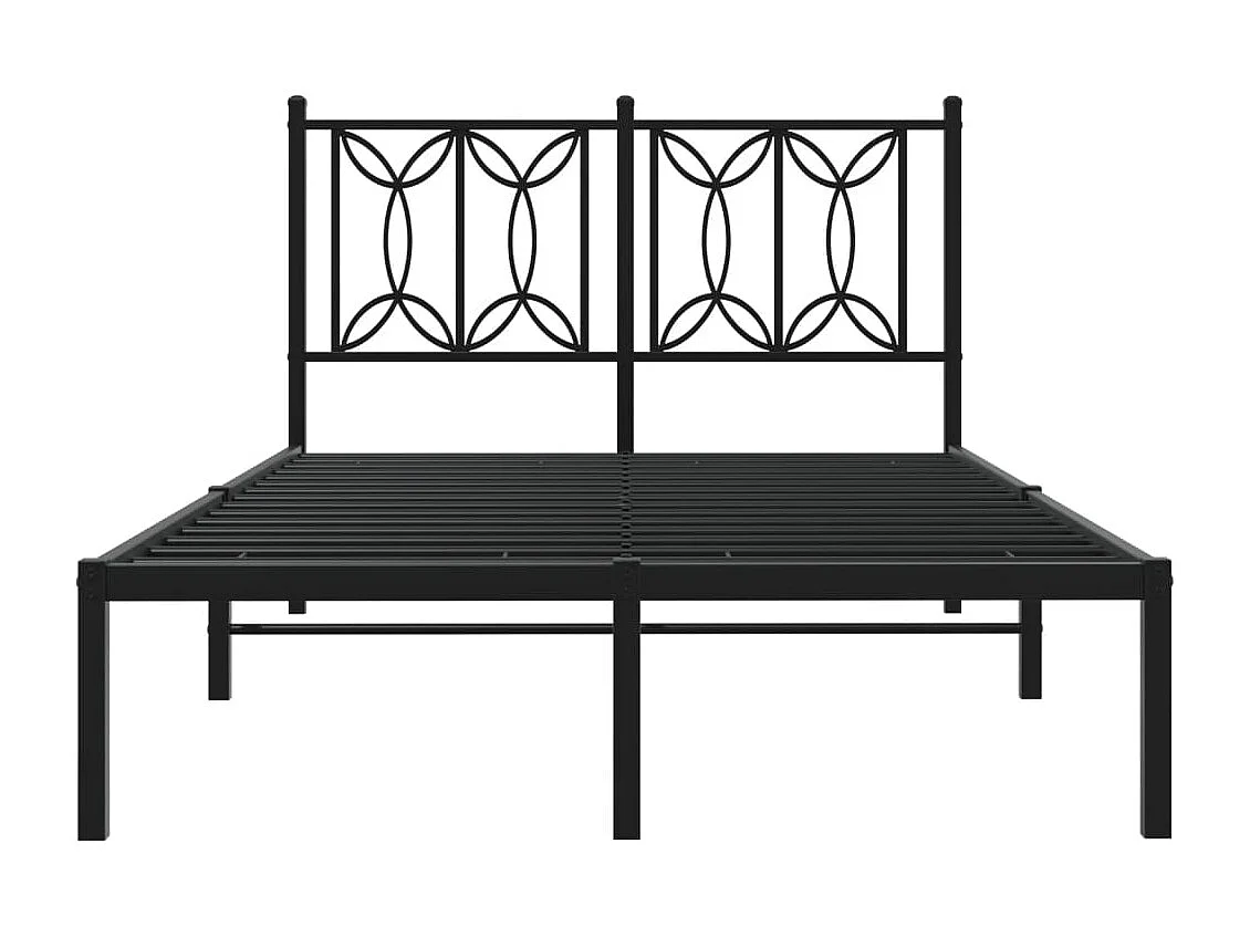 Lit double métal + tête de lit noir 120x200 cm FR26020