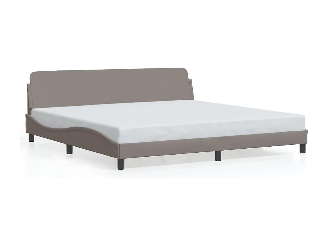 Lit double + tête de lit Taupe 200x200 cm Tissu FR61039