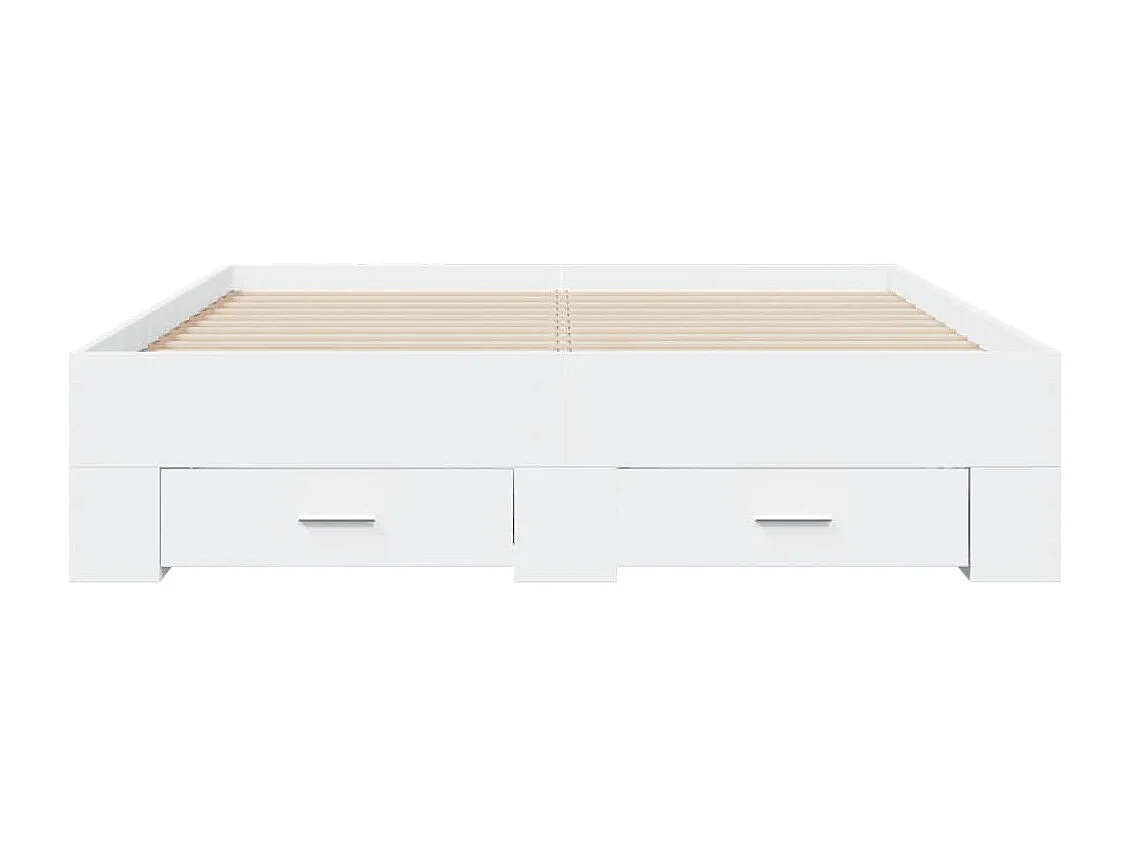 Lit double avec tiroirs blanc 120x200 cm bois d'ingénierie FR76440