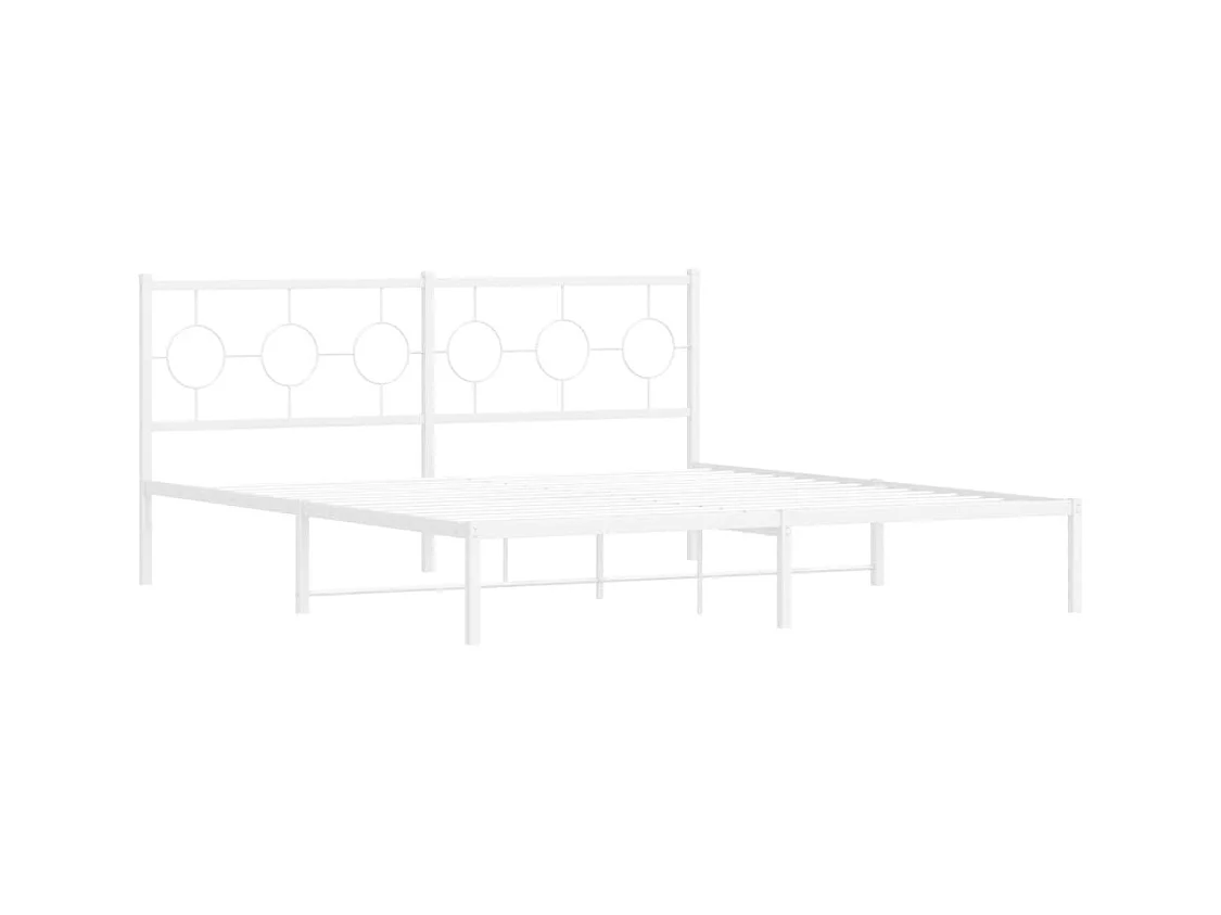 Cama com cabeceira 183x213 cm metal branco PT960199