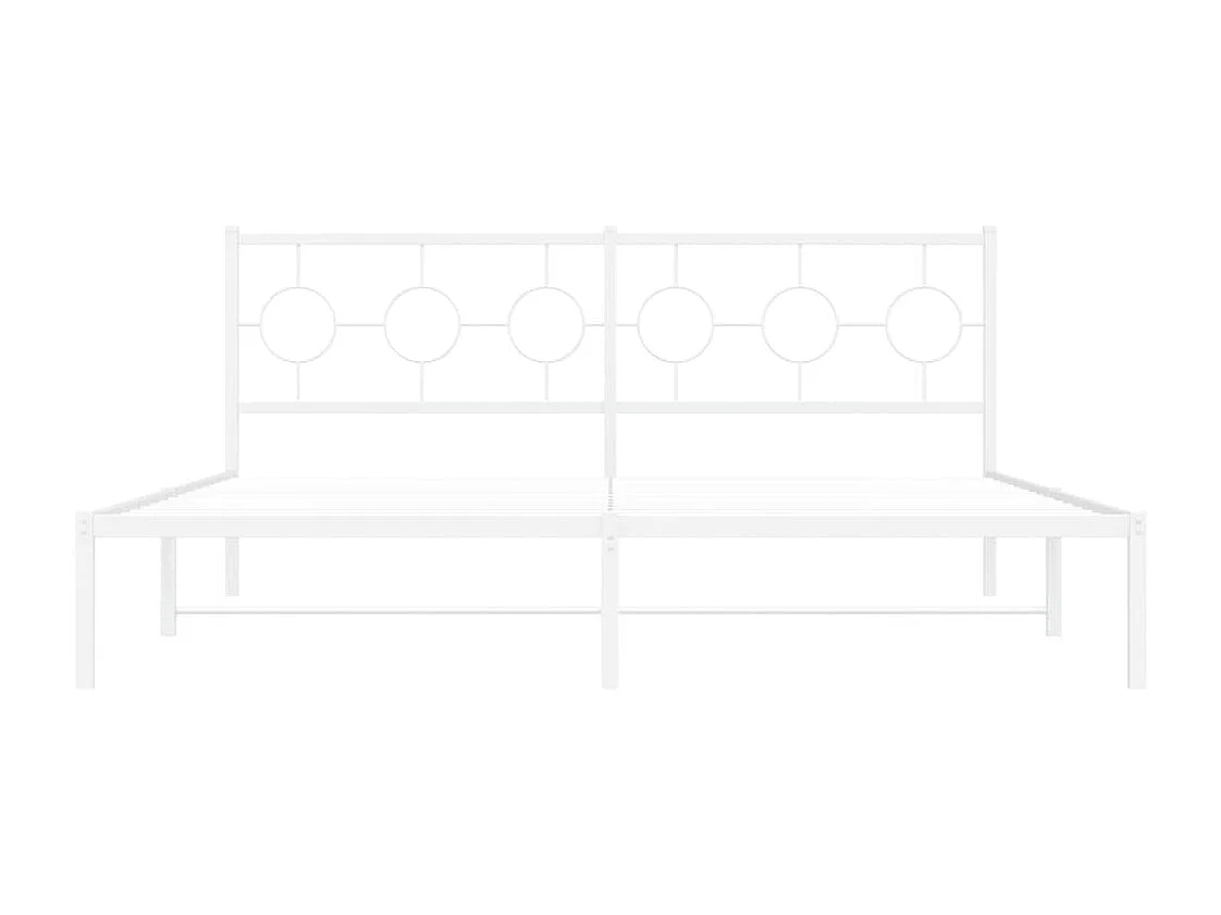 Lit double métal + tête de lit blanc 183x213 cm FR31454