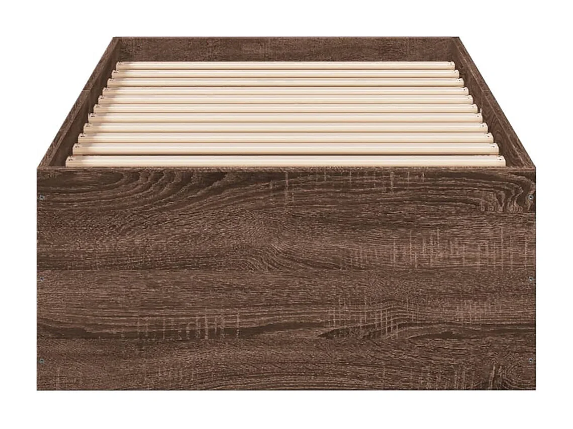 Lit simple chêne marron 75x190 cm bois d'ingénierie FR79230