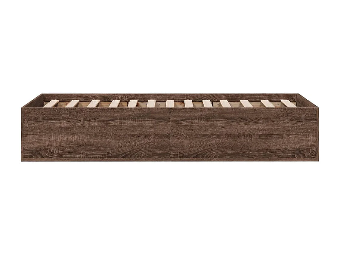 Lit simple chêne marron 75x190 cm bois d'ingénierie FR79230