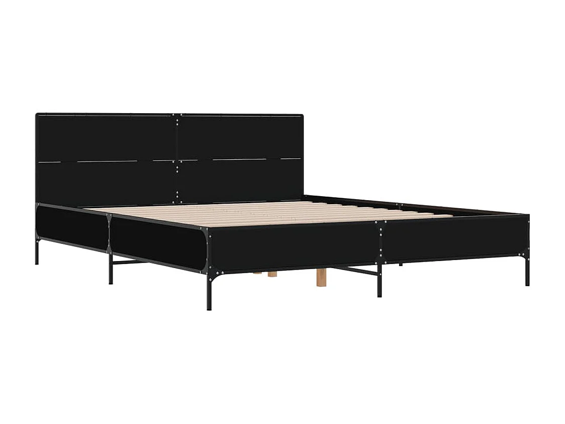 Cama 120x190 cm derivados de madeira/metal preto PT142379