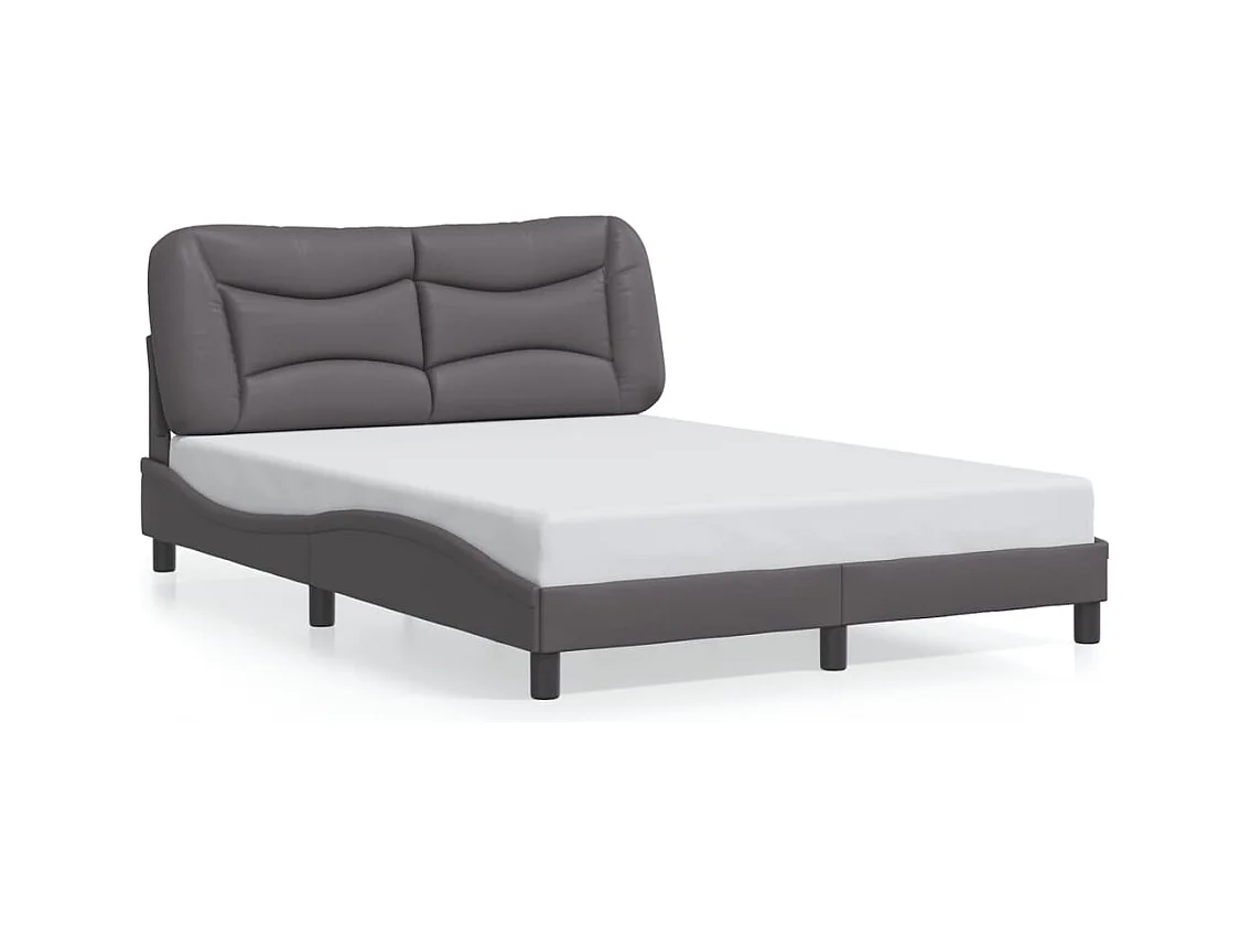 Lit double avec lumières LED gris 140x200 cm similicuir FR18262