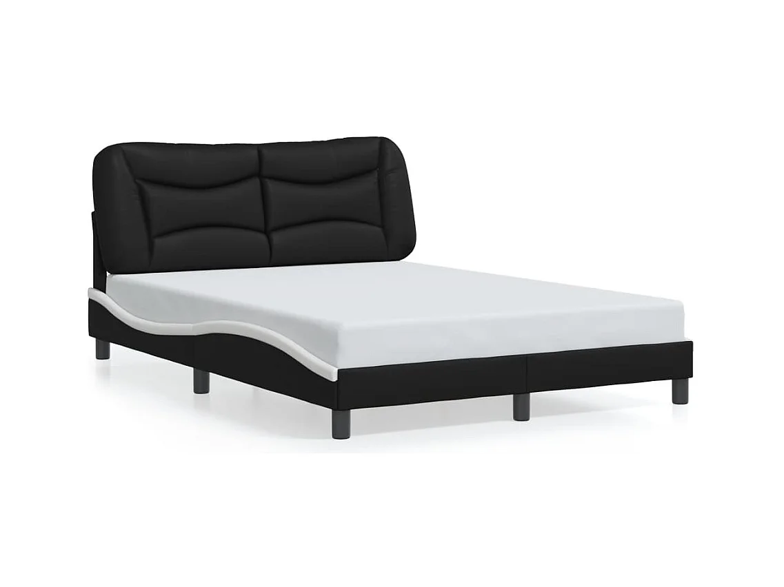 Lit double avec lumières LED noir blanc 140x190 cm similicuir FR54673