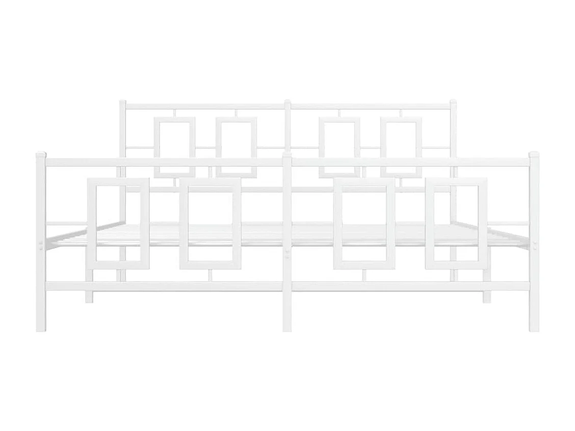 Lit double métal + tête de lit/pied de lit blanc 150x200cm FR24632