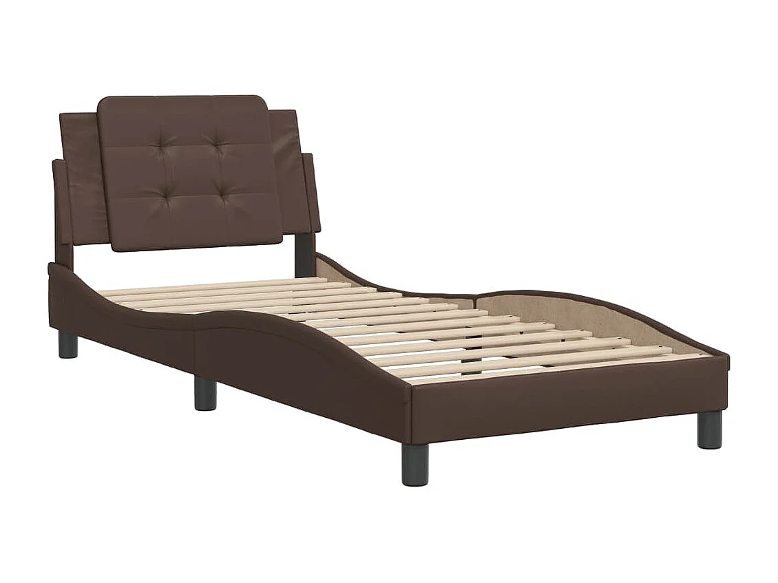 Bedframe met hoofdbord kunstleer bruin 100x200 cm BE562254