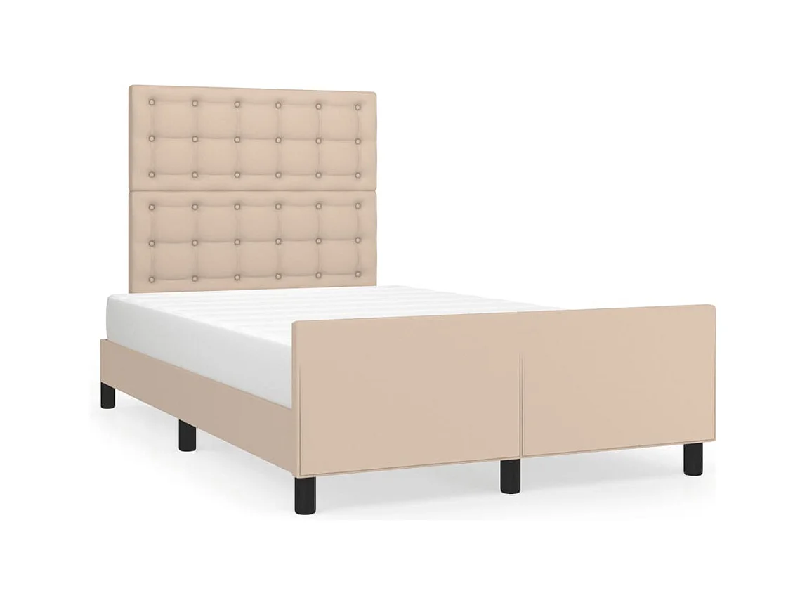 Cama 120x190 cm - y cabecero cuero sintético capuchino ES909755