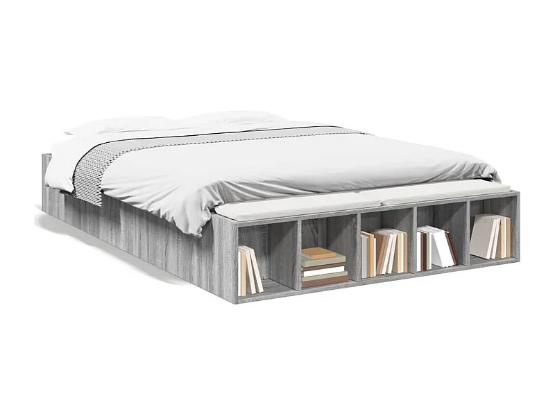 Lit double sonoma gris 120x190 cm bois d'ingénierie FR34903