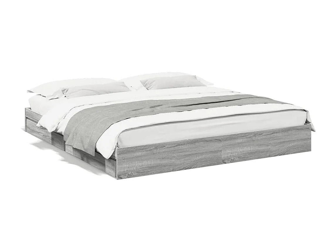 Cama 200x200 cm con cajones madera ingeniería gris Sonoma ES591834