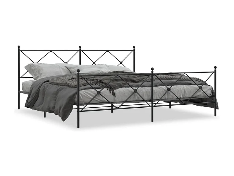Bedframe met hoofd- en voeteneinde metaal zwart 200x200 cm BE902607