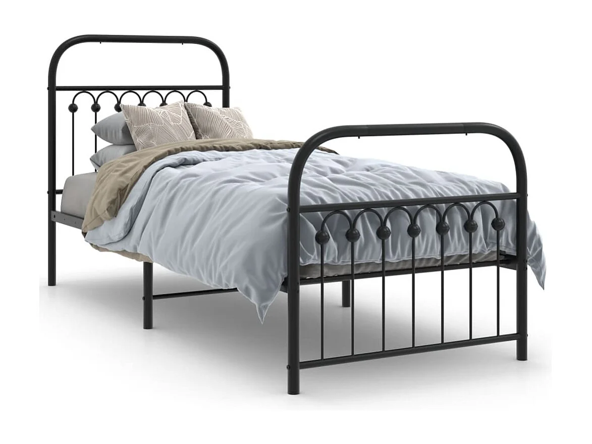 Cama com cabeceira e pés 75x190 cm metal preto PT741258