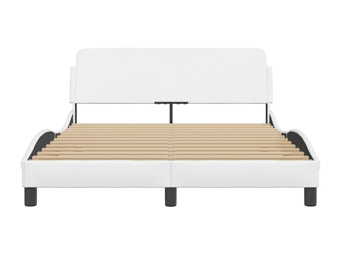 Lit double + tête de lit Blanc 140x200 cm Similicuir FR88468