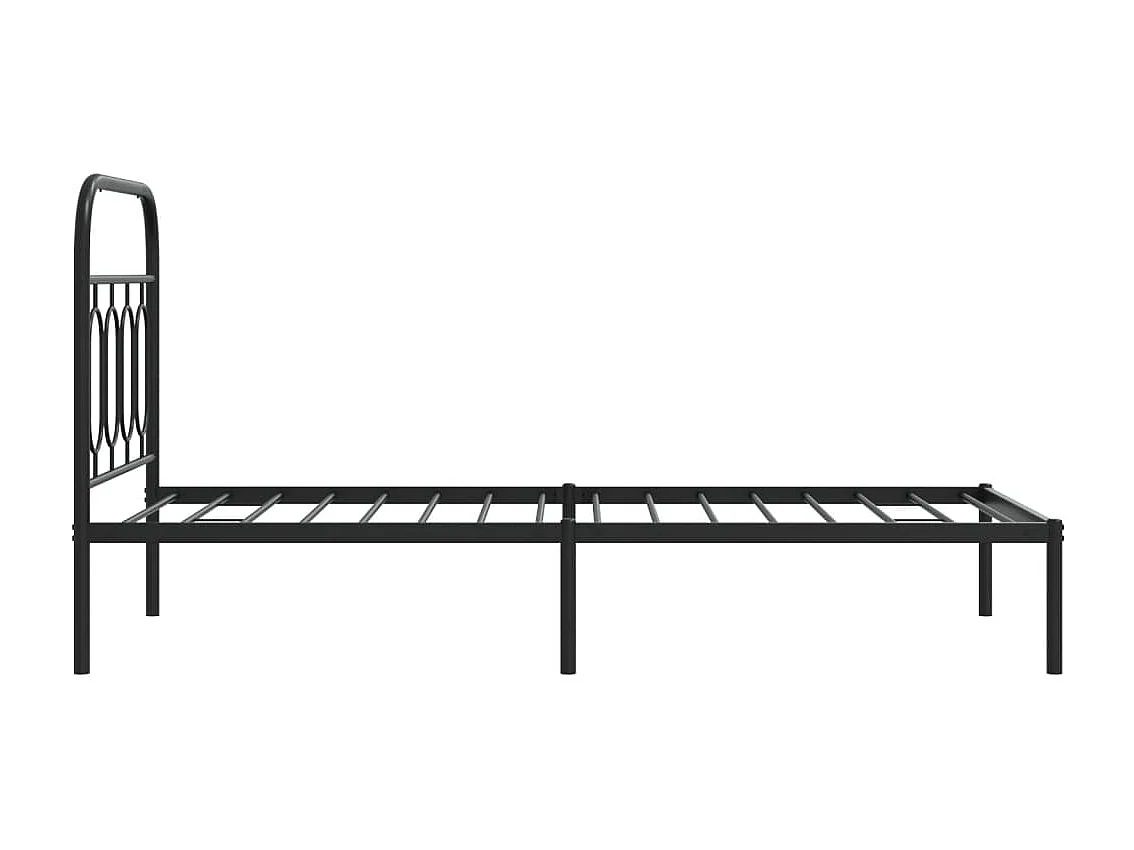 Lit simple métal + tête de lit noir 80x200 cm FR19361