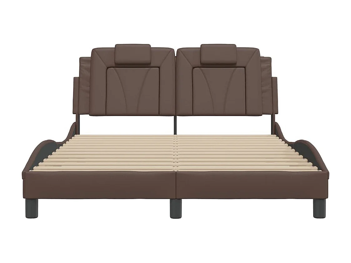 Lit double + tête de lit Marron 140x190 cm Similicuir FR94385