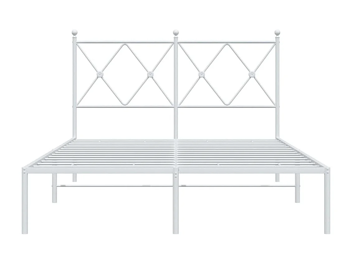 Lit double métal + tête de lit blanc 120x190 cm FR37867