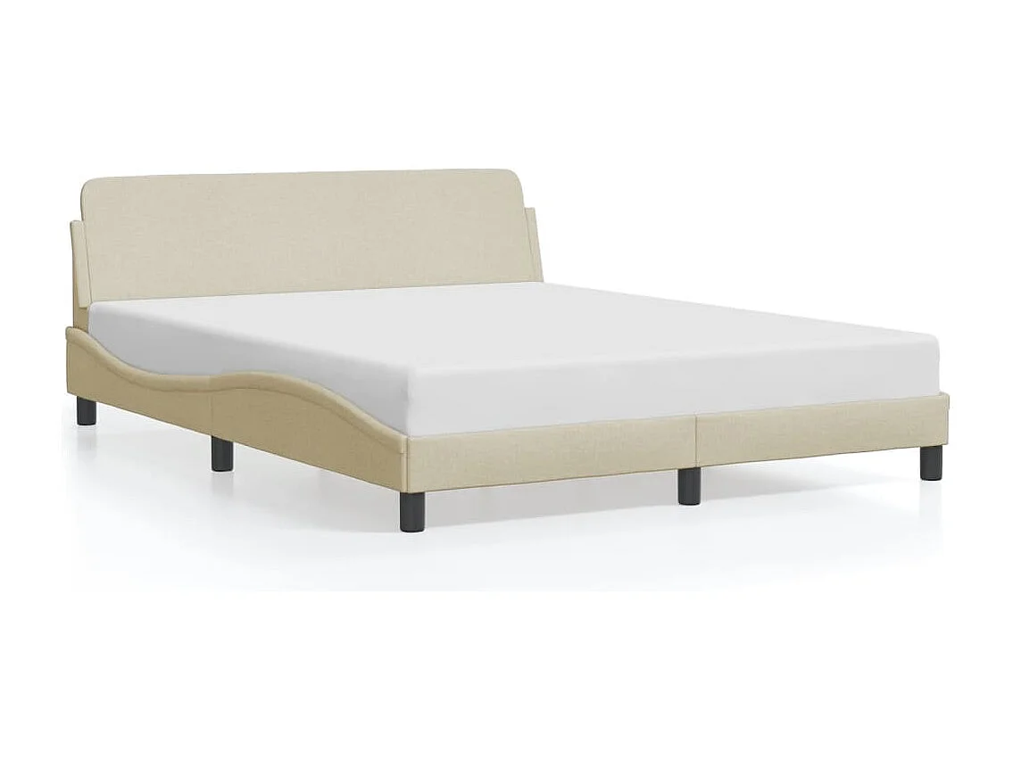 Cama matrimonial- 160x200 cm con cabecero de tela color crema ES685833