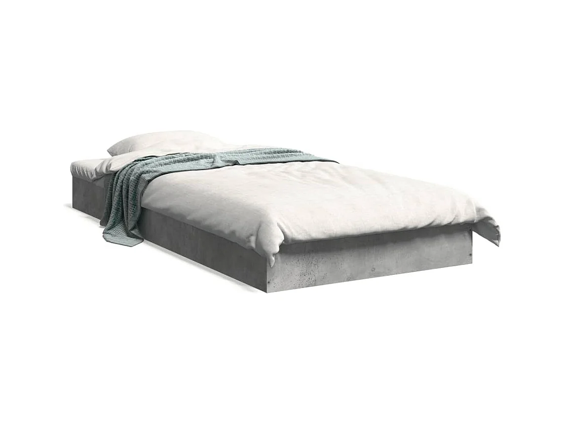 Lit simple gris béton 75x190 cm bois d'ingénierie FR25533