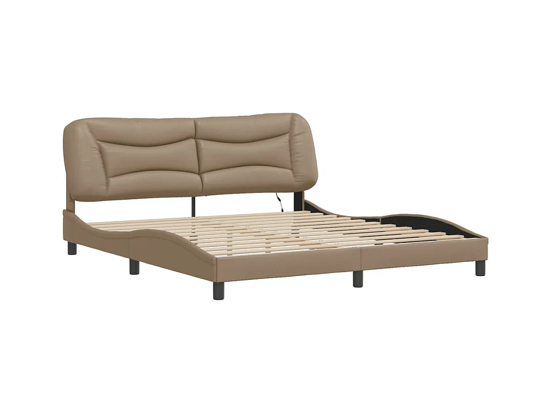 Lit double avec lumières LED cappuccino 180x200 cm similicuir FR42278