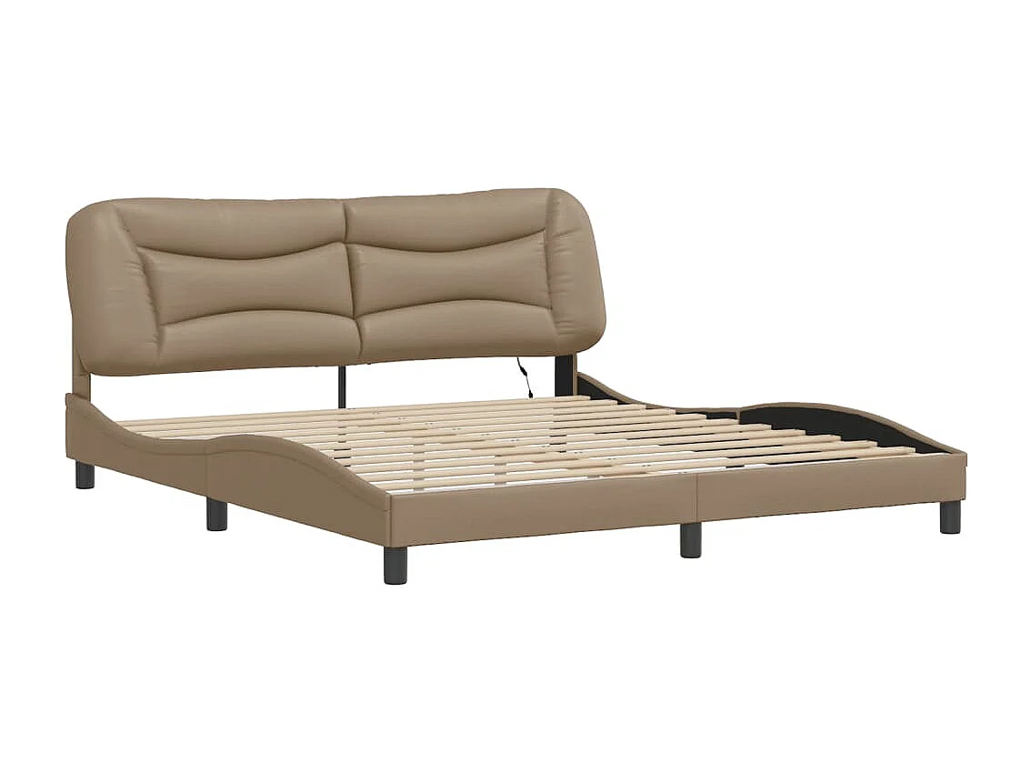 Lit double avec lumières LED cappuccino 180x200 cm similicuir FR42278