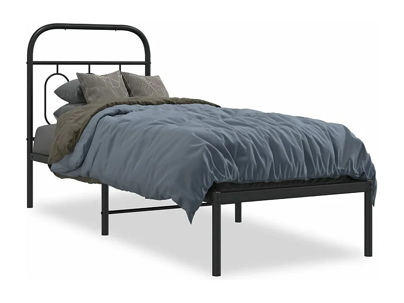 Cama individual- 75x190 cm con cabecero metal negro ES507986