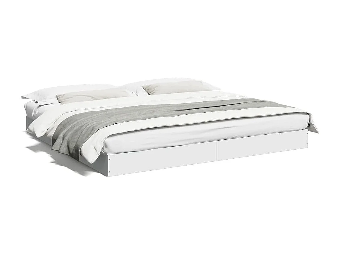 Lit double blanc 180x200 cm bois d'ingénierie FR27016